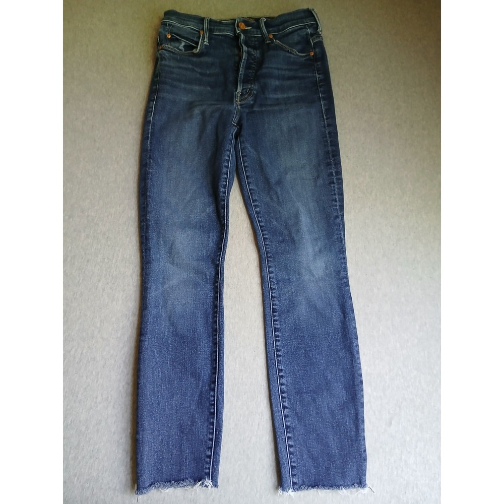 Mother Jeans 26 Stunner Ankle Fray Teaming Up Crop Slim Leg Button Fly